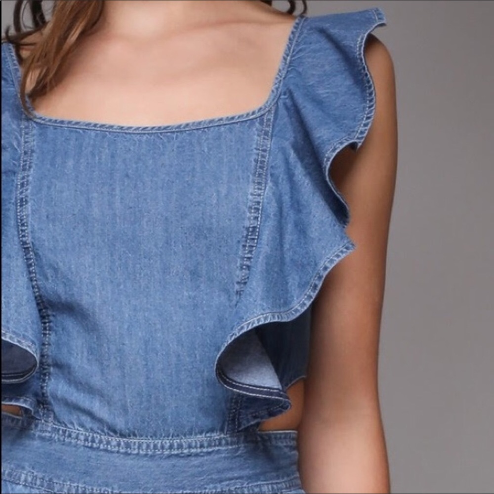 MayMay's Ruffle Denim Jumpsuit - Picture 2 of 5